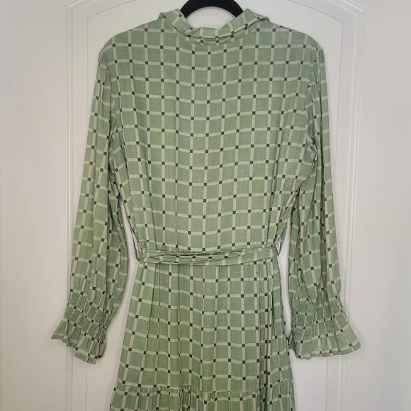 Taylor Tillman Green Cotton Linen Midi Dress Cottagecore - Picture 3 of 8